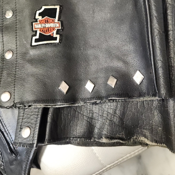 Highway Leather Black Low rise Motorcycle Leather Chaps Studded Biker Size M - Picture 11 of 17